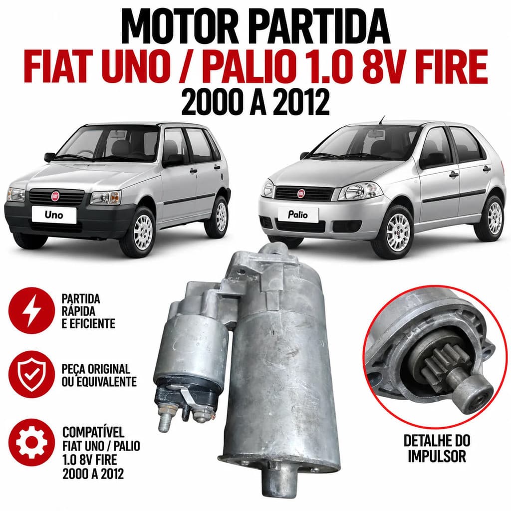 Motor Partida Uno Palio 1.0 8v Fire 2000 2012 Original