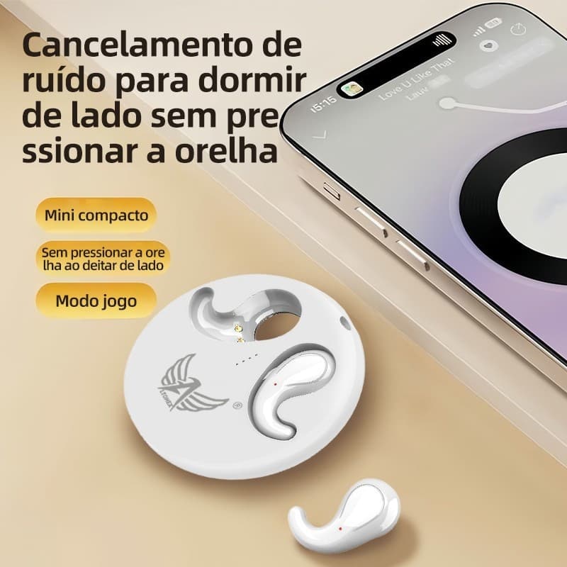 Fone de ouvido ultrafino para dormir, Mini fone de ouvido sem fio, invisível, intra-auricular, uso sem detecção