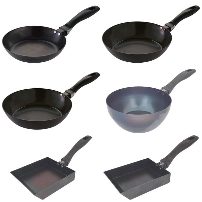 FUJITA KINZOKU SUITO Frigideira de Ferro Japao Aco Carbono Tamagoyaki Saute Inducao e Gas 7 Tamanhos