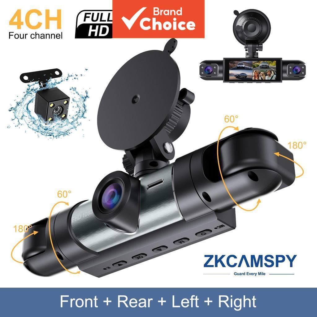 Câmera Veicular 4 Câmeras 1080P com Visão Frontal e Traseira, Gravador HD e DVR com Visão Noturna