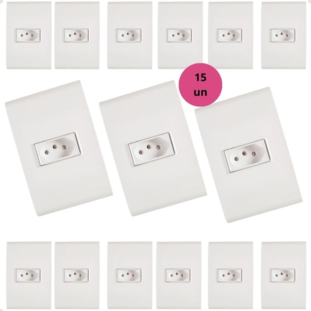 Kit 15 Tomadas Simples 10A Liz Branca Tramontina