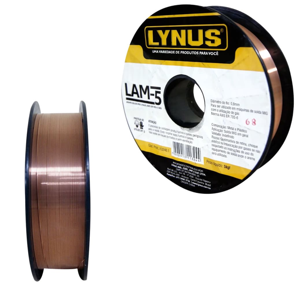 Arame Solda MIG Lynus LAM-5 0,8mm 5kg AWS ER70S-6