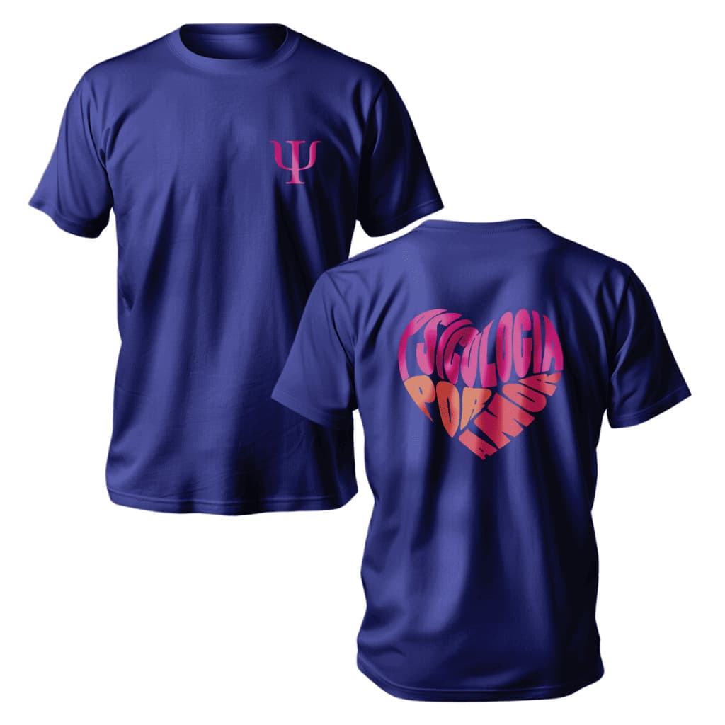 Camiseta Unissex Personalizada Profissão Com Fraze Psicologia Por Amor 100% Algodão