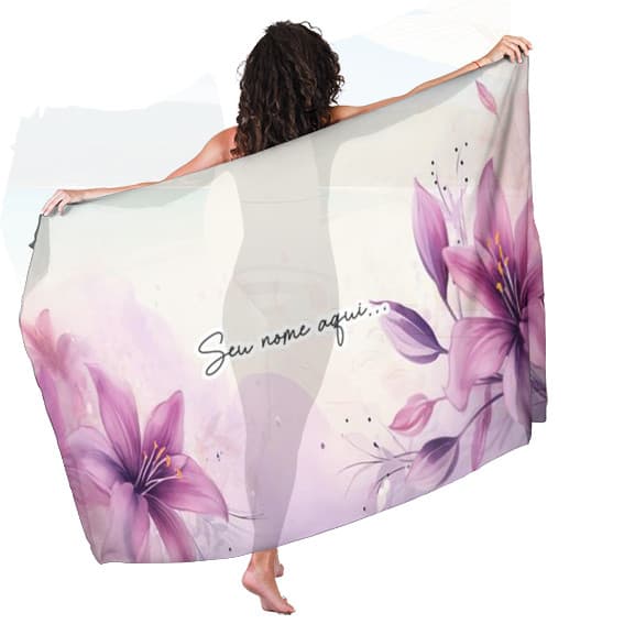 Canga Saida de Praia com nome personalizado 90x140cm
