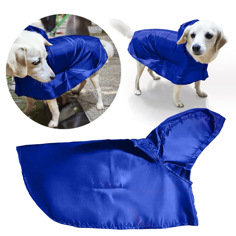 Capa de Chuva Pet Impermeável Azul Proteção Feita para Cães e Gatos de Pequeno Porte Passeio na Chuva Mascotini