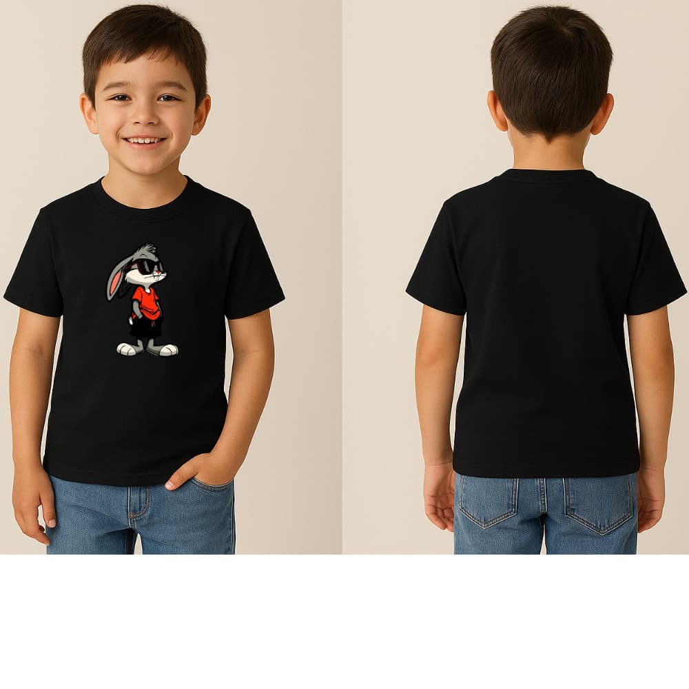 Camiseta Infantil Pernalonga Estampada Moda Infantil Casual Unissex 2 ao 14