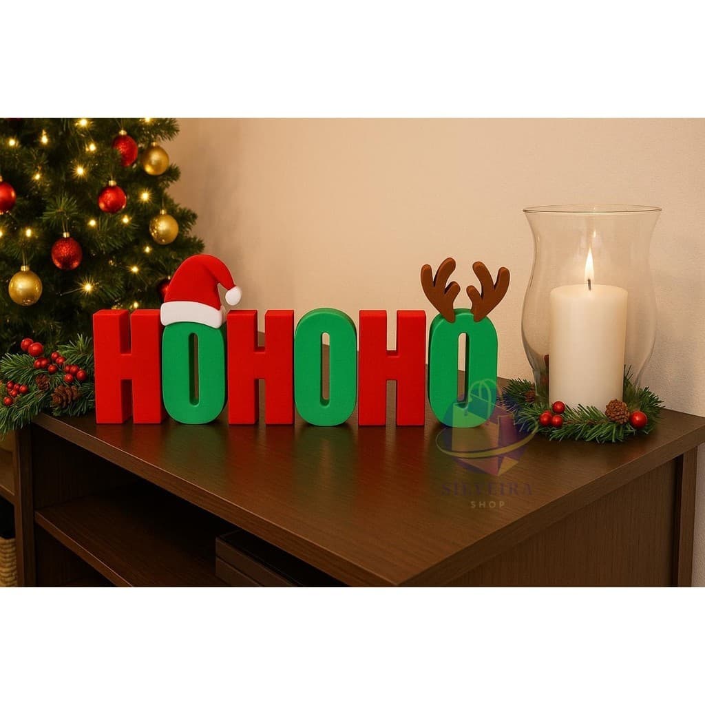 DECORAÇÃO DE NATAL Enfeite  Natalino Letreiro HOHOHO Decorativo – Mesa e Estante -