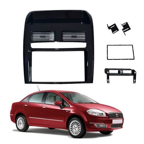 Moldura Dvd Painel 2 Din Fiat Linea 2008 a 2014 Black Piano