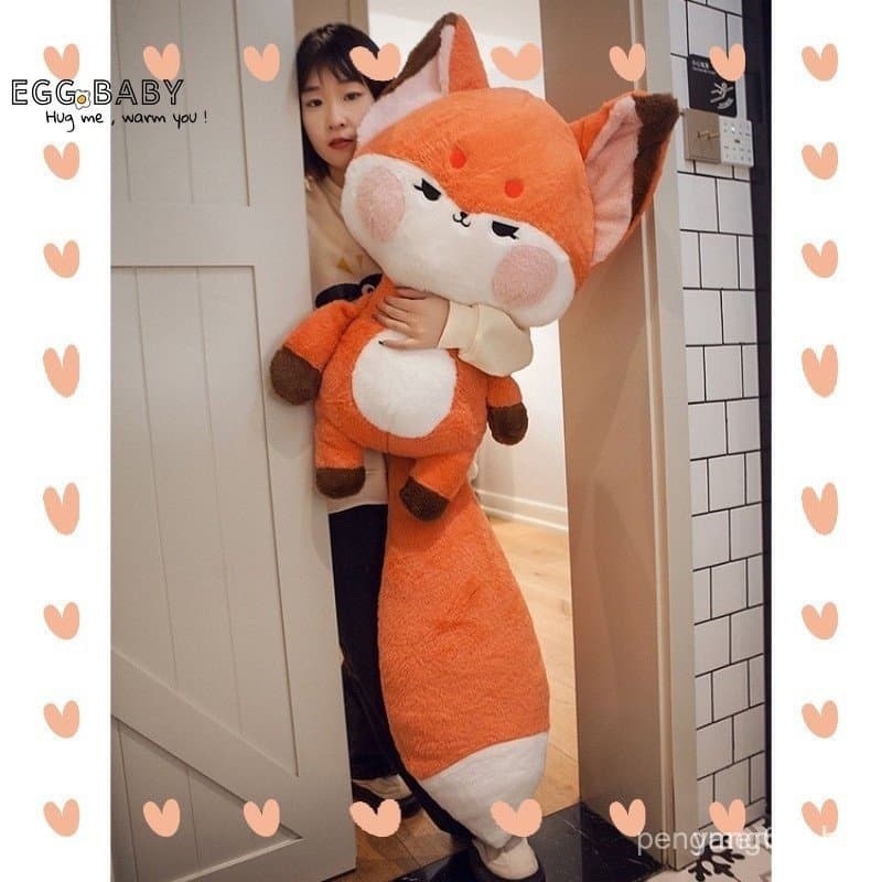 Boneca de Pelúcia Super Grande Kawaii com Cauda de Raposa, Boneca de Gato e Raposa de Desenho Animado Fofo, Boneca de An