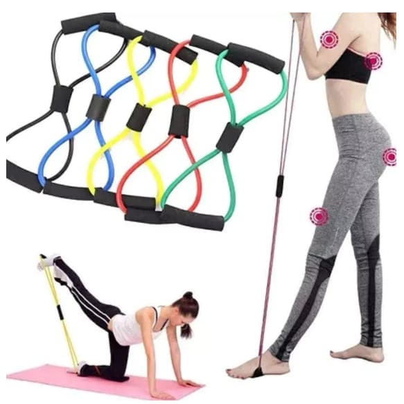 ELÁSTICO EXTENSOR FORMATO EM 8  PARA MALHAR - ACADEMIA, PILATES, ALONGAMENTO ESCOLHA O KIT!
