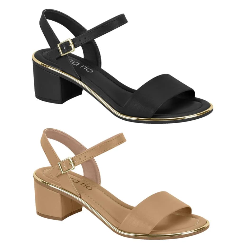 Sandália Feminino Beira Rio Salto 5cm Bloco Quadrado Grosso Confortável Original Elegante 8379.203