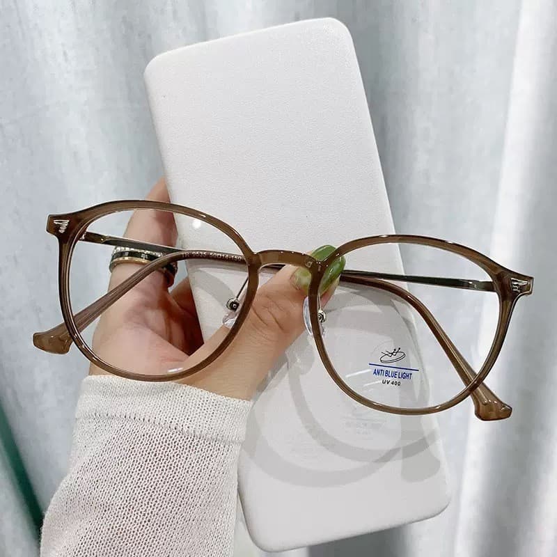 Moda anti-Azul Óculos Internet Celebridade metal casual Personalidade Planos Quadro Redondo Estudante Terminou De Miopia