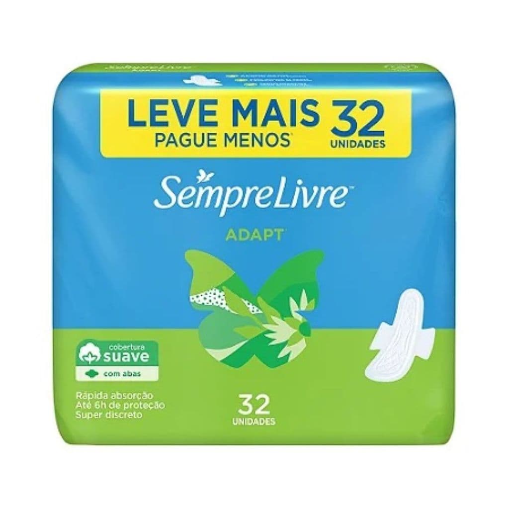 Absorvente Sempre Livre Adapt com Abas 32 Unidades