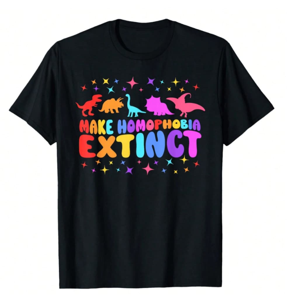 Bonito Camiseta Feminina Plus Size De Algodão, Combate À Homofobia, Dinossauro TRex Arco-íris LGBT Pride Parade Top