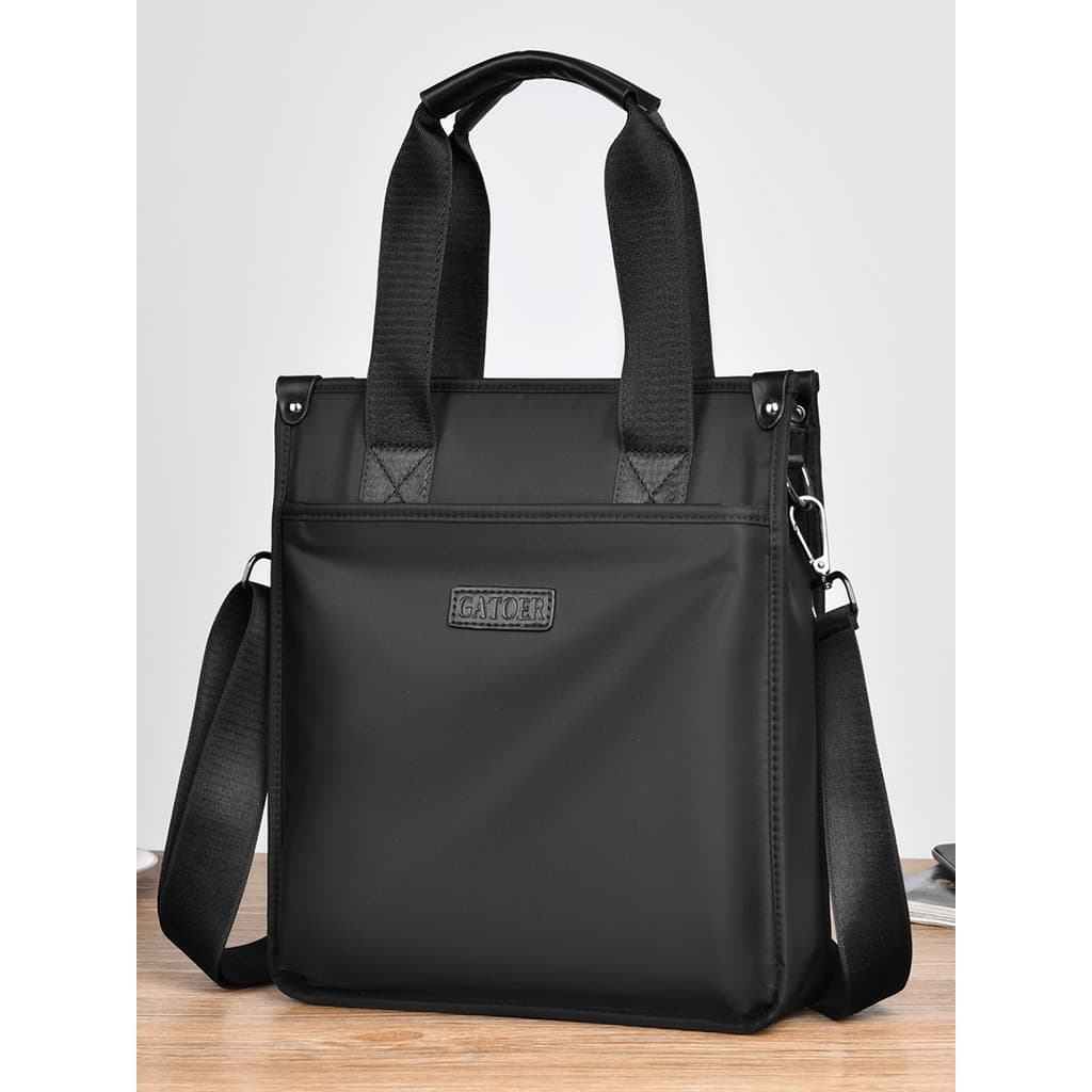 Bolsa de negócios masculina com zíper de três camadas, maleta mensageiro de grande capacidade, Compu Horizontal