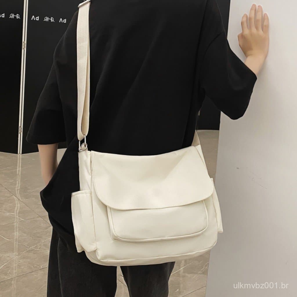 1 peça preto ins estudante universitário saco do mensageiro classe Casual mochila bolsa de ombro estilo japonês masculin