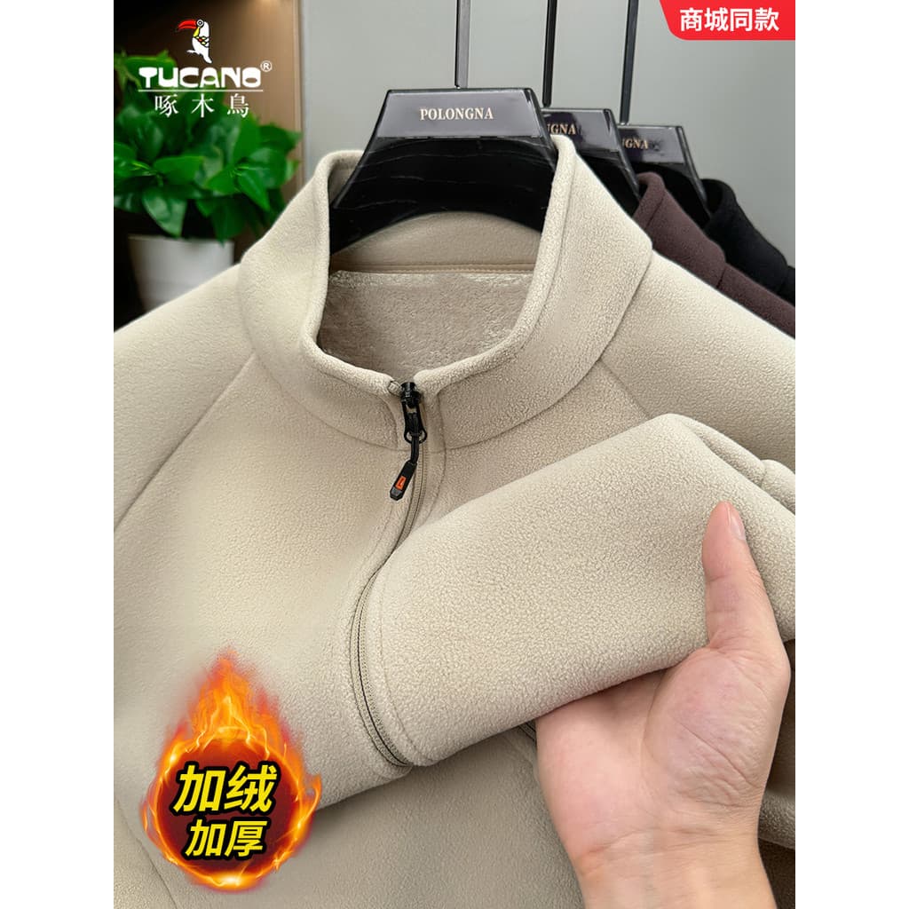 Woodpecker Polar velo Cardigan moletom outono inverno forro de lã engrossado quente masculino feminino jaqueta novo esti
