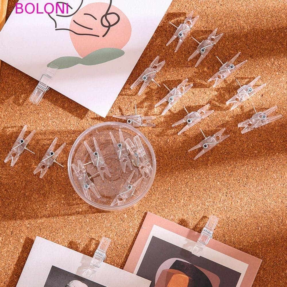 BOLONI 20 Pçs/Caixa Pinos De Clipe Transparente , Mini Tachas Criativas , Reutilizáveis Com Alfinetes De Clipes