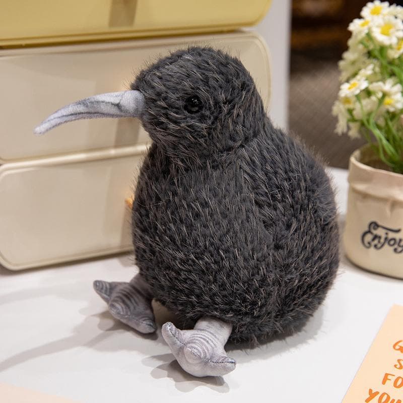 Simulação Jiwei pássaro boneca pássaro preto brinquedo de pelúcia mão fantoche cobra tecido Kiwi boneca