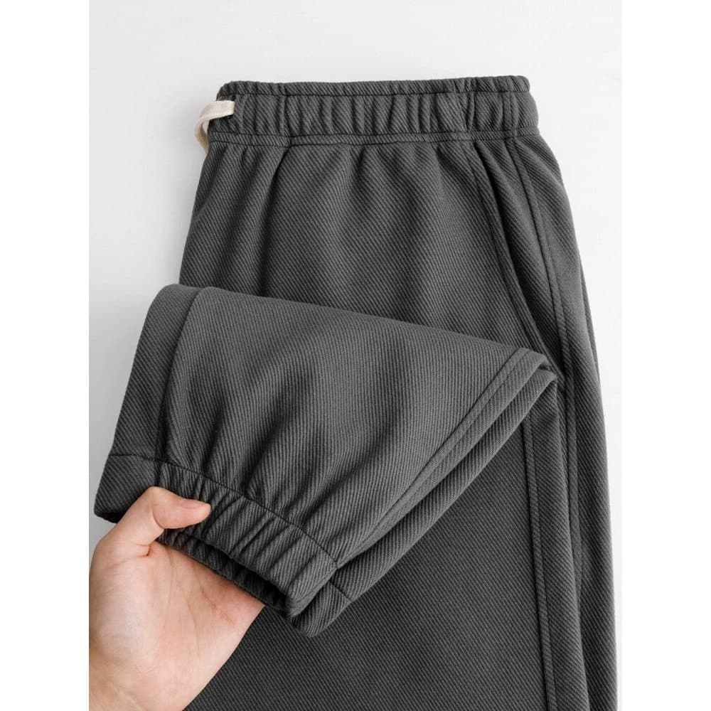 Calça de moletom cinza escuro masculina, novo estilo de verão, perna reta, calça Casual solta, calça drapeada, sarja Tro