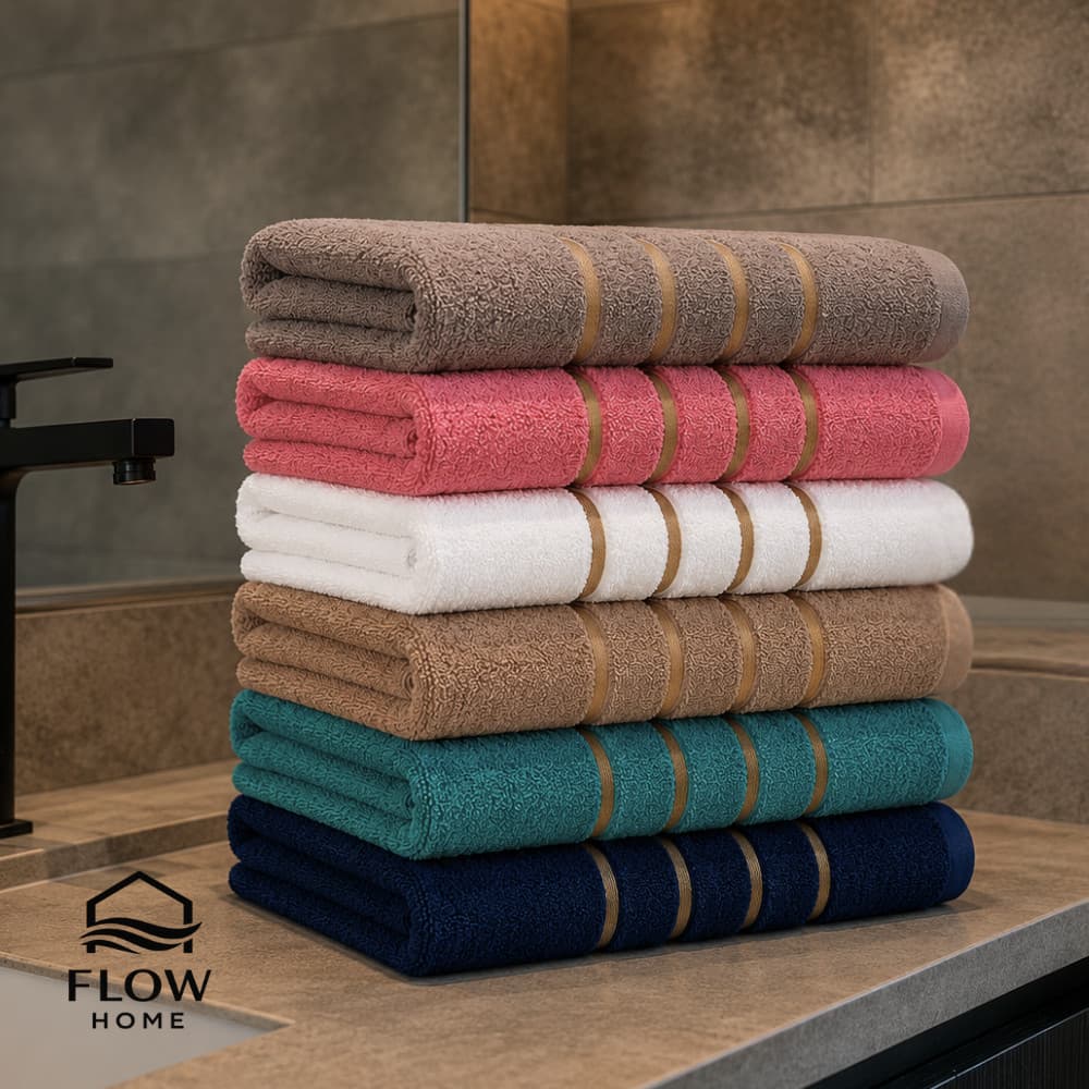 Kit 5 Toalhas de Banho 100% Algodão Atoalhado Macias Alta Absorção Premium - Flow Banho