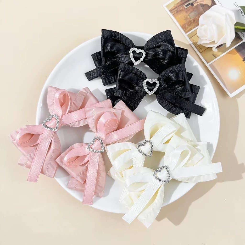Presilha Laço Coreano Lolita Kawaii Coração Strass