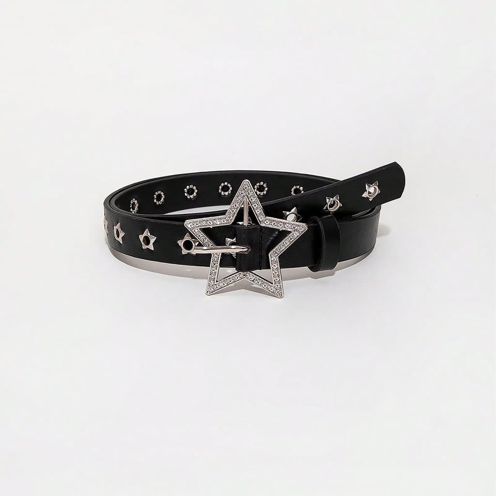 Acessório de Cinto para Jeans Feminino da Série Star y2k com Fivela de Metal Oca em Forma de Diamante Brilhante Adequat