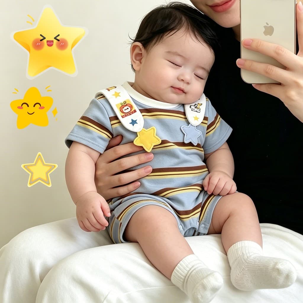 Macacão infantil Super fofo, verão, fino, manga curta, pequeno mês, idade, menino, bebê, verão, passeio, estrela, macacã