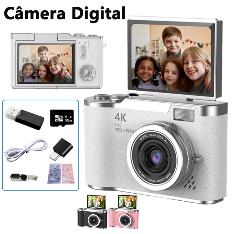 Câmera Digital com Zoom 4K 48MP CCD 8x Adequada Para Fotografia Estudantil
