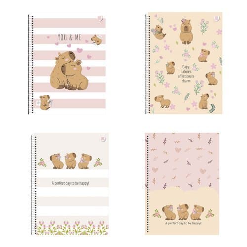 Caderno Universitario Espiral 10 Materias 160 Folhas Capa Capivara Sortida Pratico Duravel