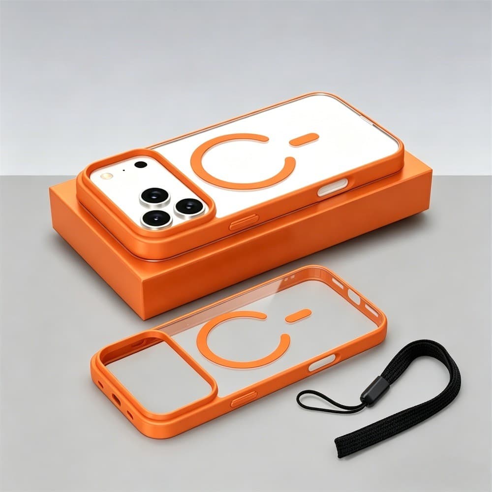 Capa de telefone + cordão de mão magnético de carregamento sem fio capa de borda macia compatível com iPhone 17 Pro Max1