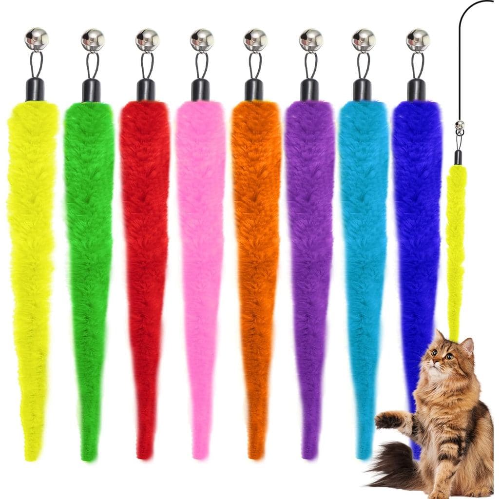 Larrel 8 Peças de Substituição de Brinquedos de Verme para Gatos, Acessórios para Varinha de Brinquedo para Gatos, Brinq