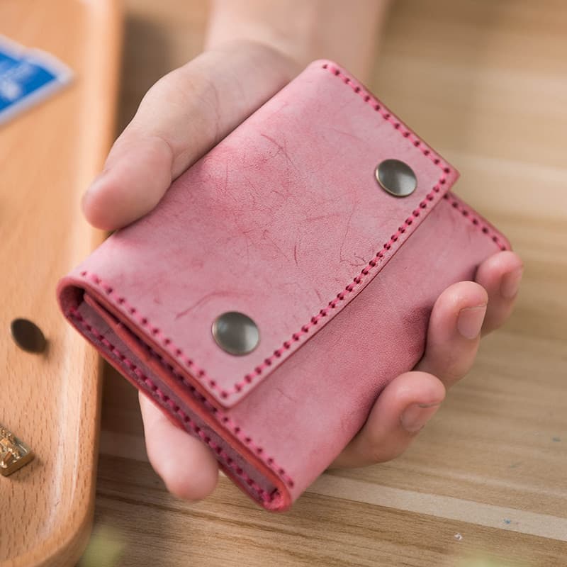 Lanze Material saco depilação titular do cartão de couro Retro simples fivela moeda bolsa DIY costura própria