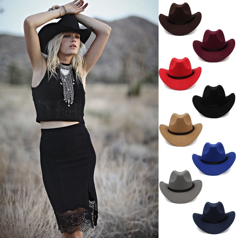 Primavera outono inverno pai-filho meninos meninas crianças de lã ocidental Cowboy chapéu britânico europeu americano cl