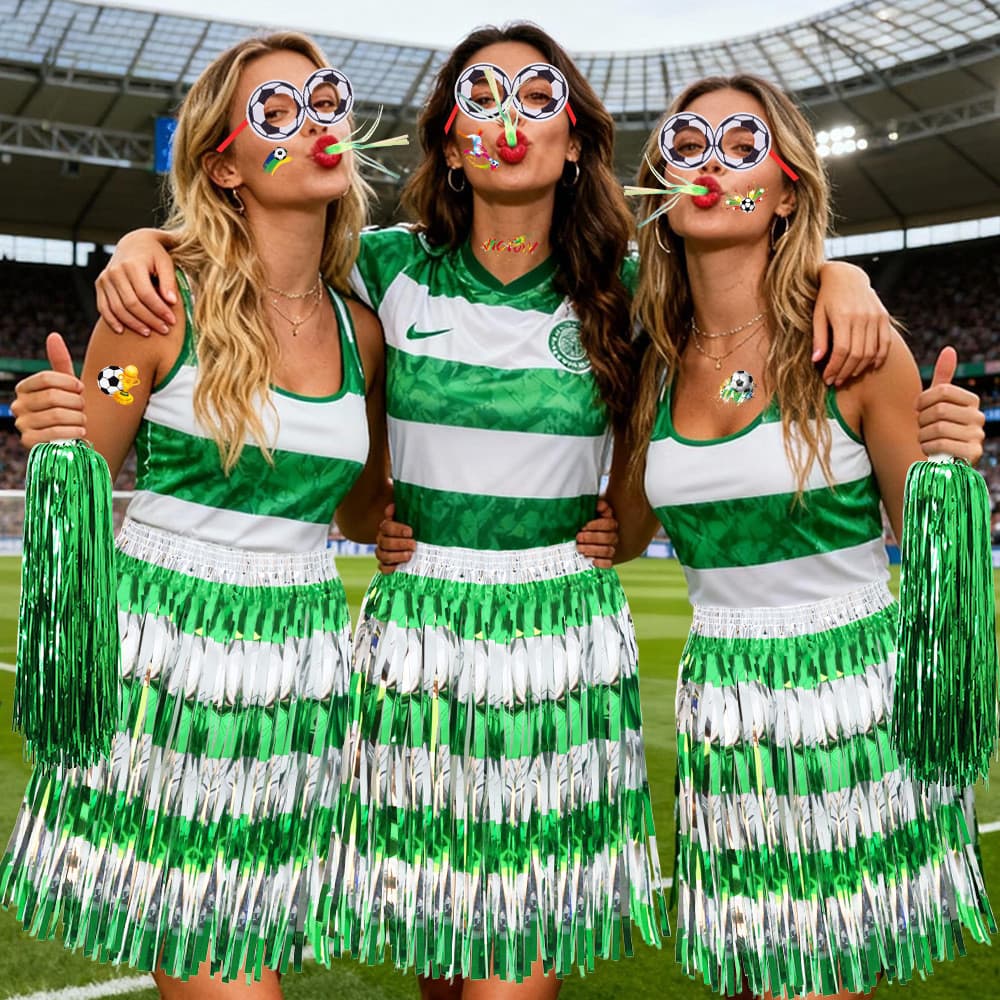 Megamo copa do mundo óculos de futebol tatuagem adesivos saia chuva manivela vara competição vem em alegria adereços dec