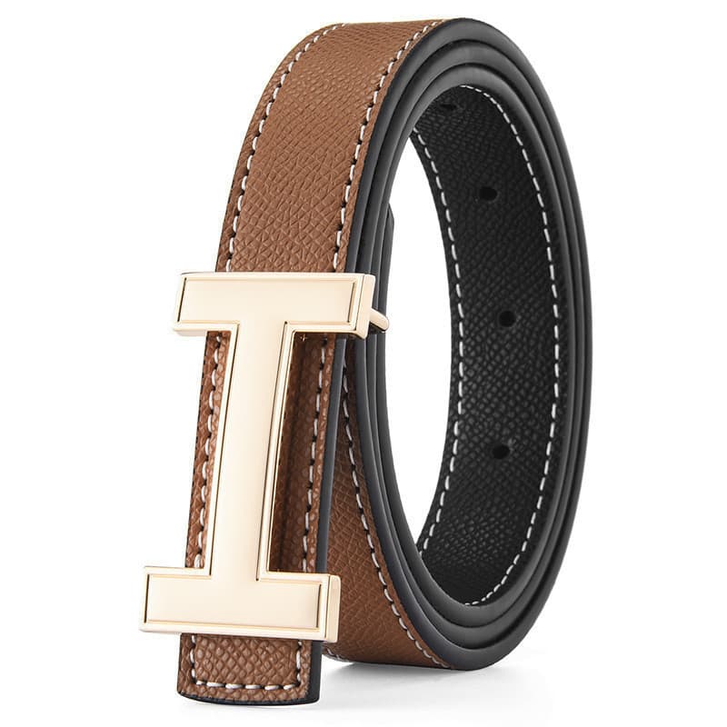 Cinto feminino de couro genuíno, cinto com fivela em forma de H, cinto decorativo multifuncional, adequado para profissi