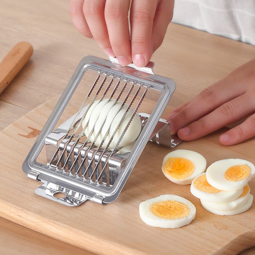 Cortador de Ovos Portátil de Aço Inoxidável, para Uso na Cozinha Doméstica