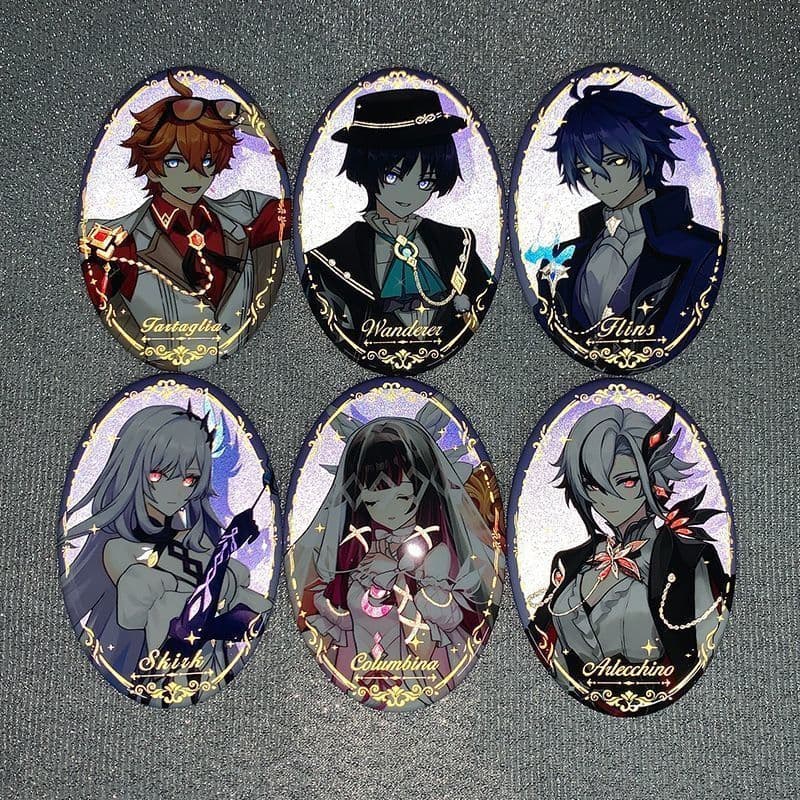 6 Peças/Conjunto Wanderer Kabukimono Balladeer Hat Guy Emblema Oval Kyryll Chudomirovich Flins Tartaglia Skirk Columbina