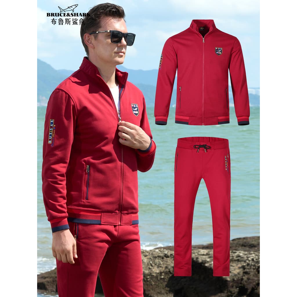 2025 outono novo estilo moletom terno masculino Casual roupas esportivas Bruce Shark Street Wear masculino engrossado te