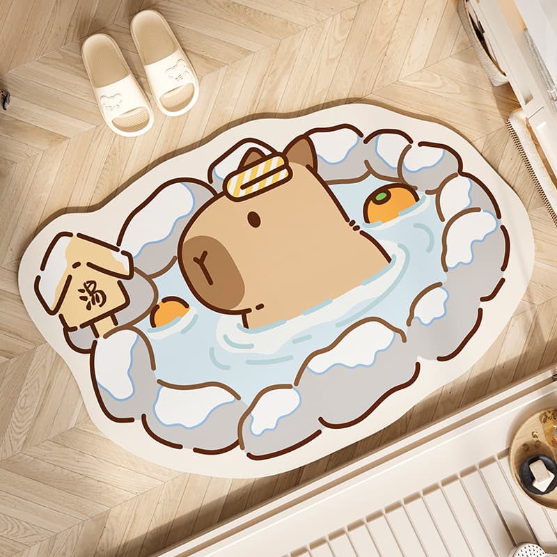 Tapete de porta de banheiro de desenho animado, tapete antiderrapante para pés, banheiro, lama de diatomáceas, absorvent