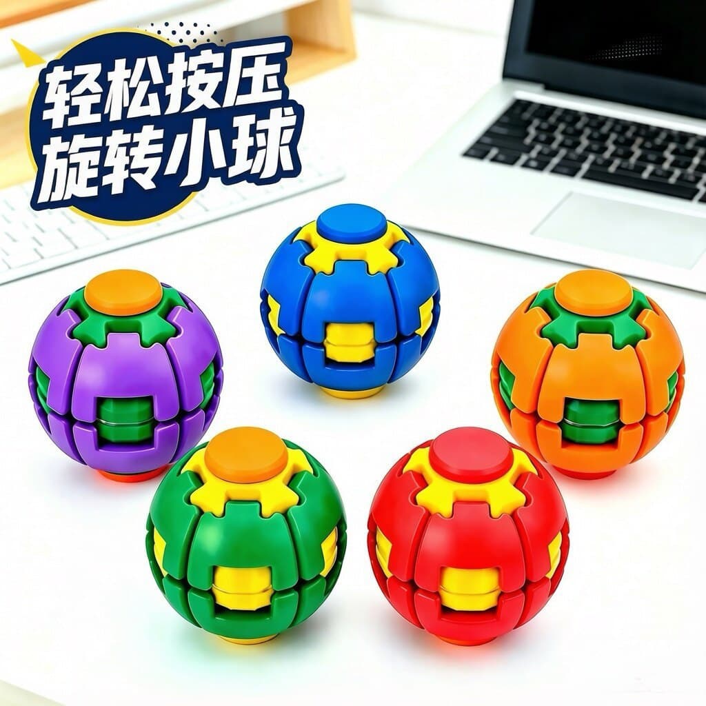 Bola Antiestresse Colorida Rotativa, Spinner de Dedo para Dois Jogadores, Aliviador de Tédio Portátil para Escritório.