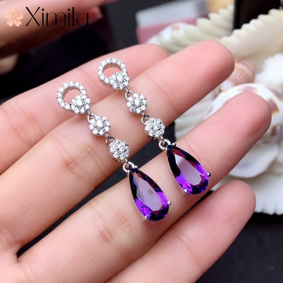 ❤ Original novo estilo Boutique ametista brincos de luxo moda citrino sorte brincos feminino jóias casamento