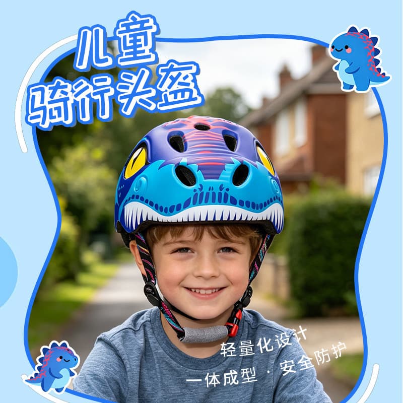 Novo Cross-Border dos desenhos animados dinossauro bicicleta capacete das crianças equilíbrio bicicleta skate Anti-colis