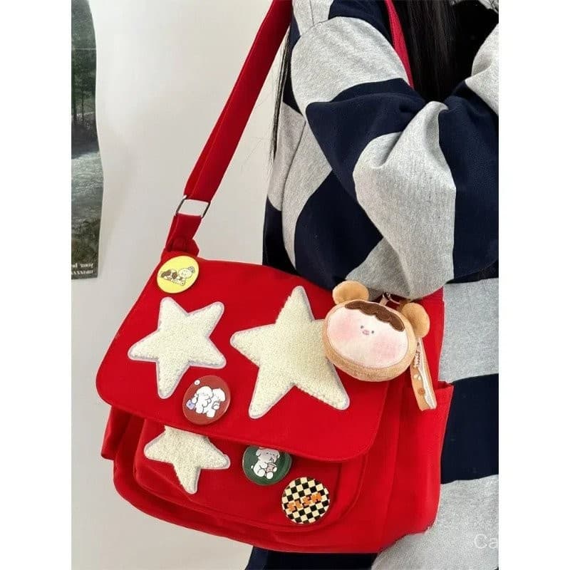 Ombro Estrela Vintage Star Shoulder Feminino Fofo E Durável Classe Estudante Crossbody Simples Tudo Em Combinação Elegan