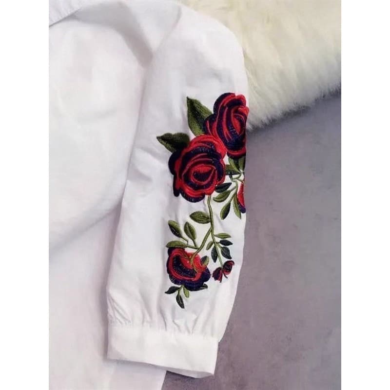 Contendo camisa bordada de algodão feminina 2026 primavera verão novo estilo versão coreana solta mais magro olhar borda