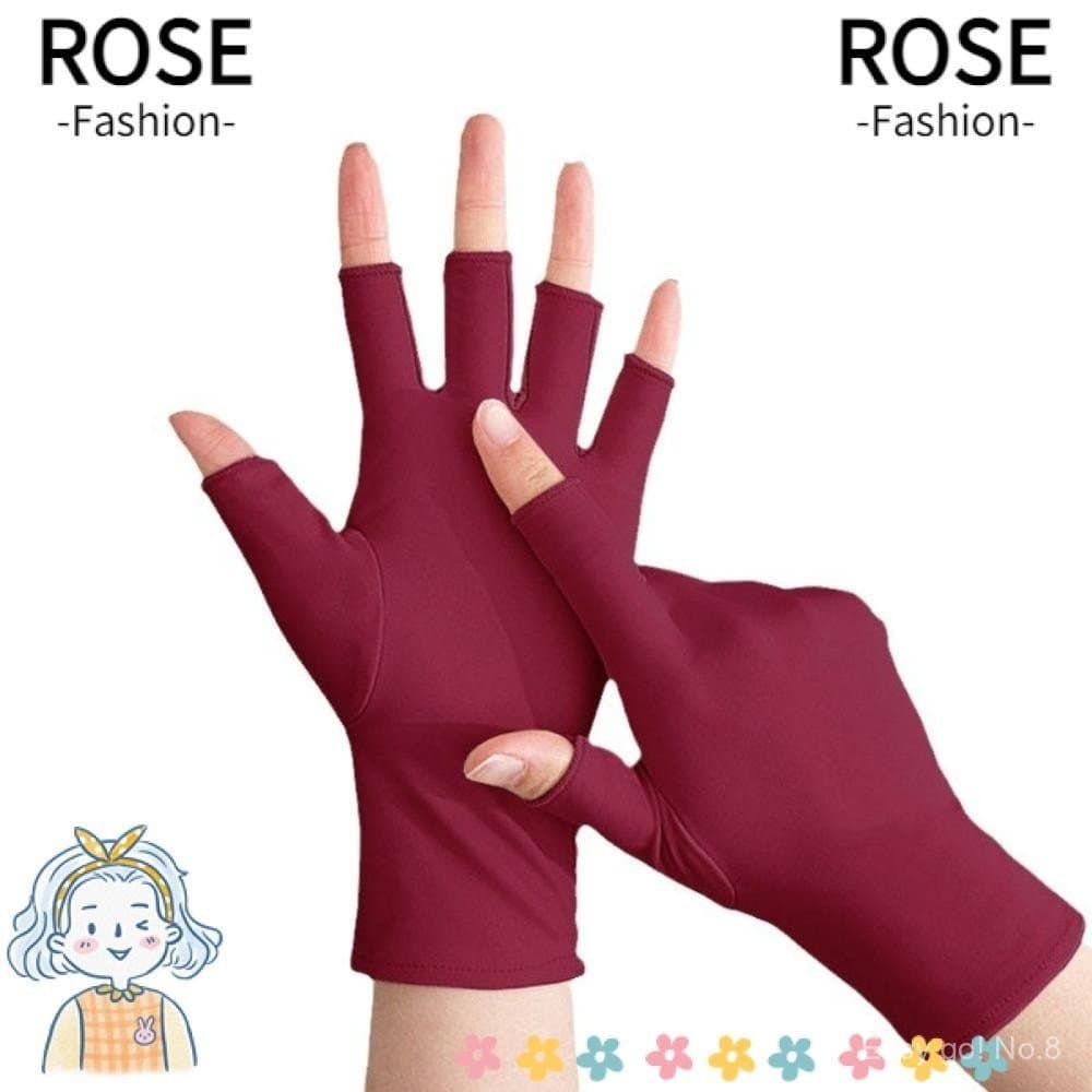 Luvas De Proteção Solar ROSEGOODS , Respiráveis E Altamente Elásticas Para Dirigir Seda Gelada Com Meio Dedo