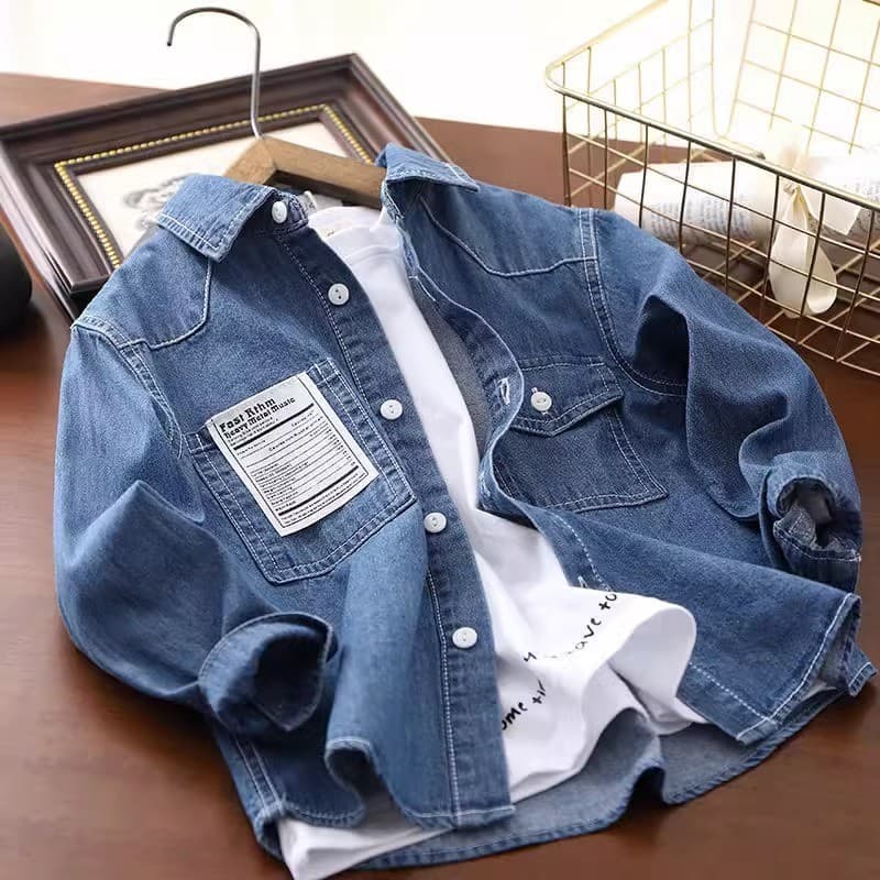 Meninos camisa jeans 2021 primavera outono novo estilo crianças de manga comprida jaqueta Casual estudante camisa Cardig