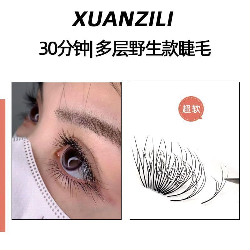 Novas pestanas volumosas 3D em flor, estilo chinês, de veludo de dupla camada, com curvatura densa B+C, exclusivas para