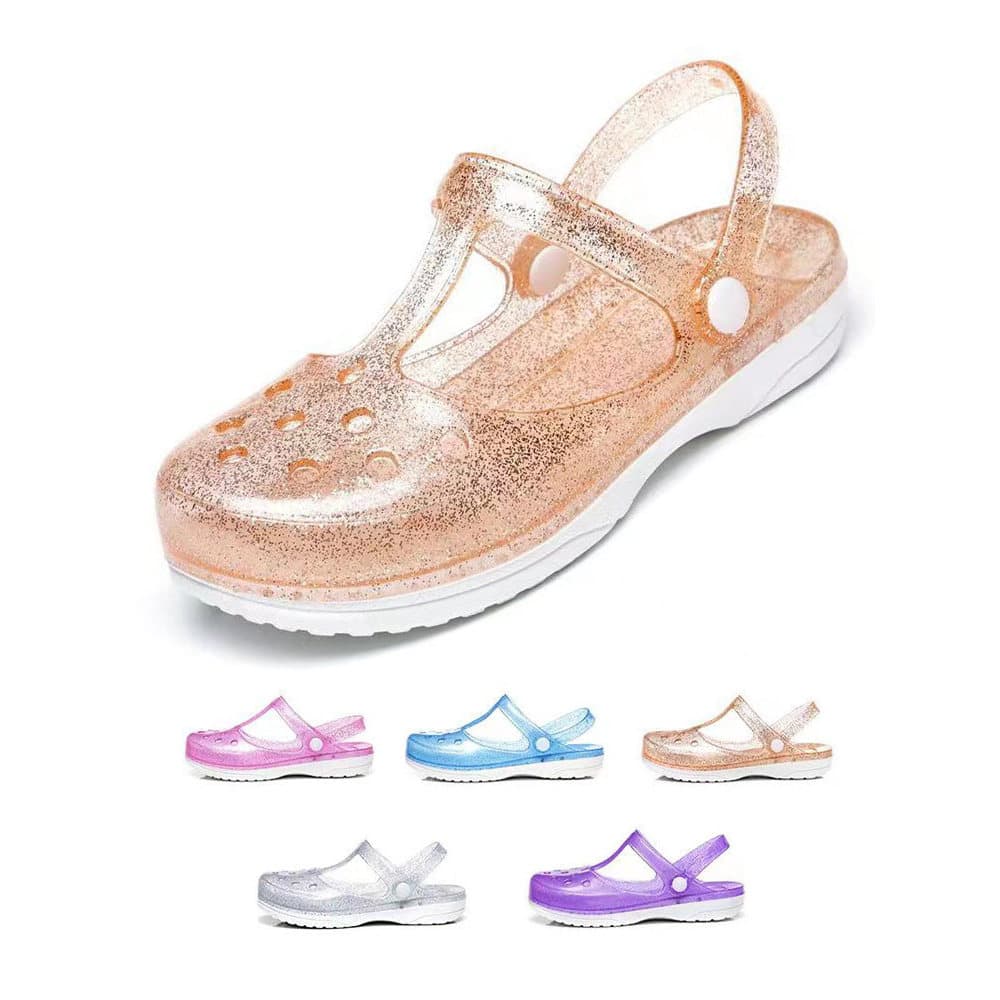 Sapatos de salto médio com buraco, chinelos femininos de verão para uso externo, antiderrapantes, sola grossa, sapatos d