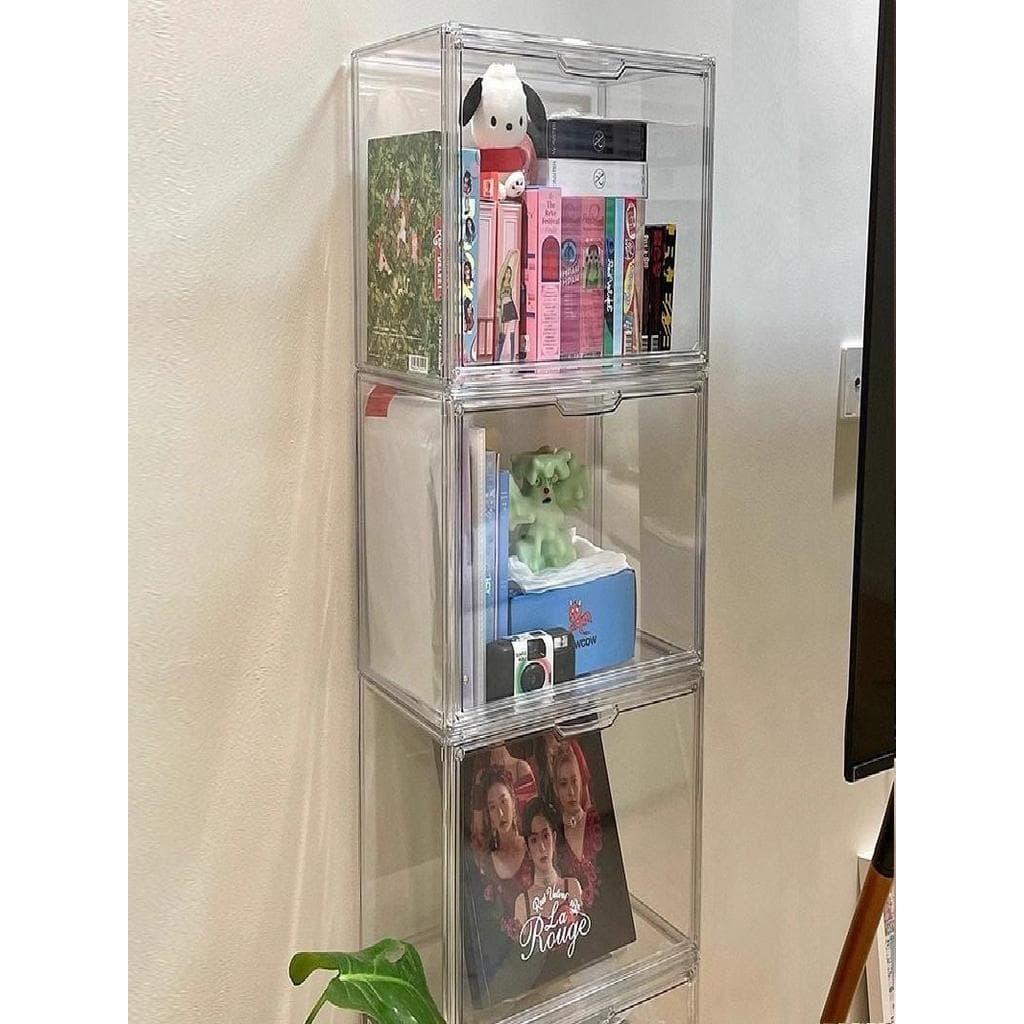 Caixa de armazenamento acrílica transparente caixa de exibição livro Rack revista álbum cd vinil coleção periférica Desk
